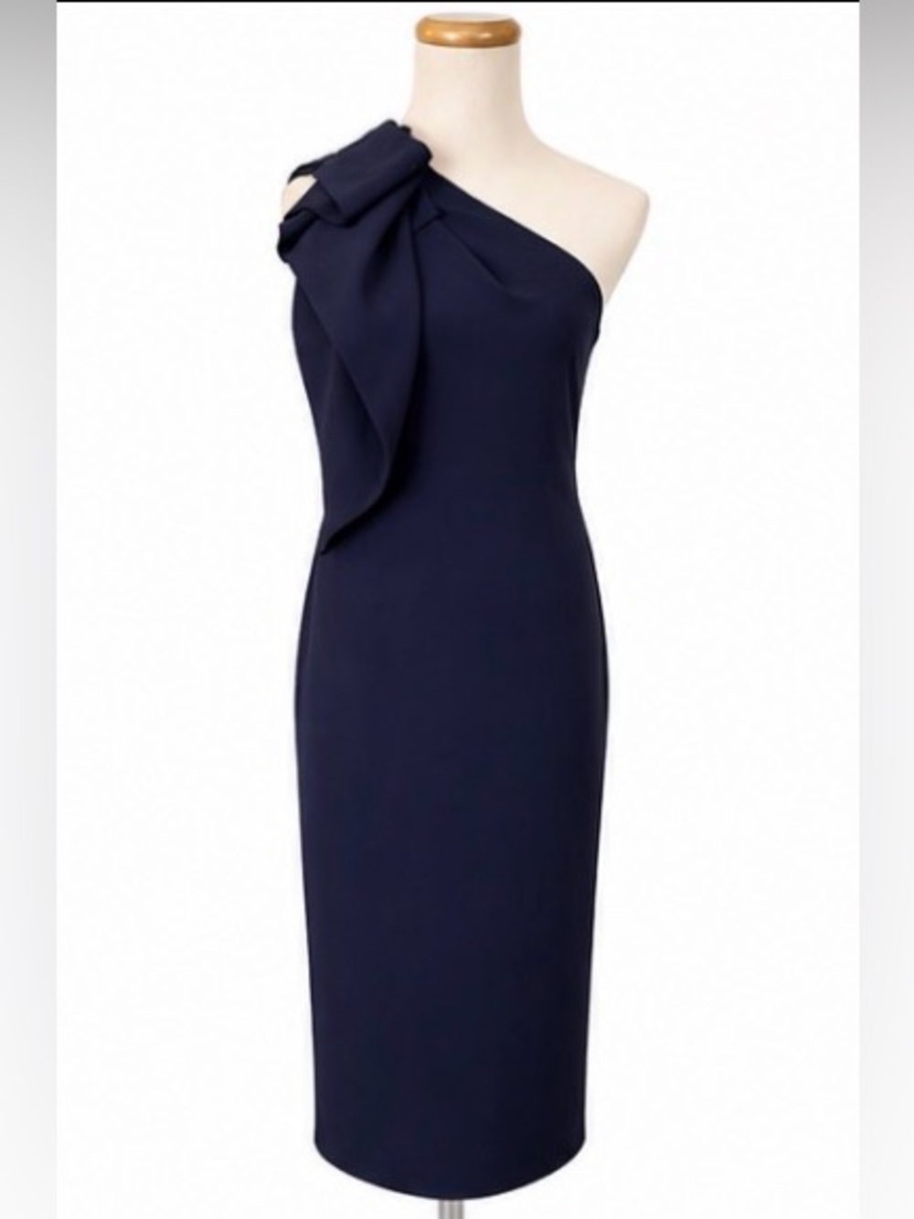 🆕 [Banana Republic] Navy One Shoulder Bow Midi Dress Size 2